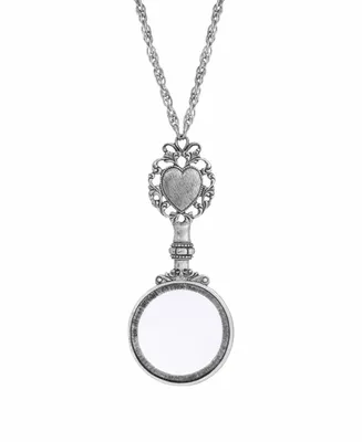 Women's Filigree Heart Magnifying Necklace - Silver