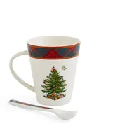 Christmas Tree Tartan Mug and Spoon Set