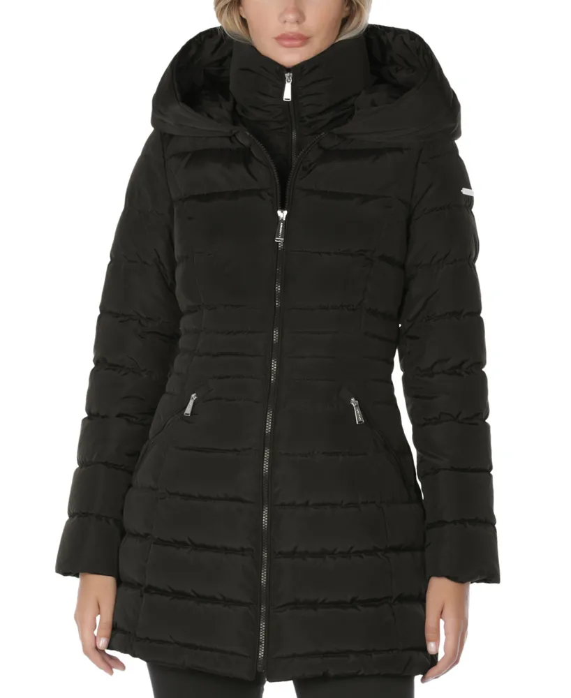 Laundry by Shelli Segal Women's Bibbed Hooded Puffer Coat