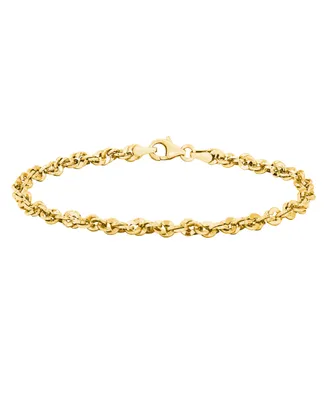 Italian Gold Diamond Cut Rope, 7-1/2" Chain Bracelet (3-3/4mm) in 14k Gold, Made in Italy