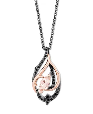 Enchanted Disney Fine Jewelry Morganite (1/4 ct. t.w.) & Black Diamond (1/5 ct. t.w.) Maleficent Pendant Necklace in Black Rhodium