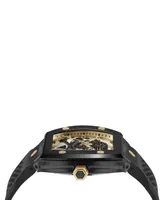 Philipp Plein Men's Automatic The $keleton Black & Gold-Tone Tonneau Strap Watch 44mm