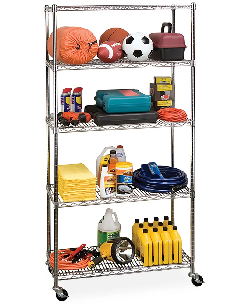 Seville Classics Commercial-Grade 5-Tier Nsf-Certified Steel Wire Wheeled Shelving