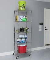 Seville Classics UltraDurable Commercial-Grade 5-Tier Nsf-Certified Steel Wire Wheeled Shelving