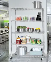 Seville Classics Commercial-Grade 5-Tier Nsf-Certified Steel Wire Wheeled Shelving