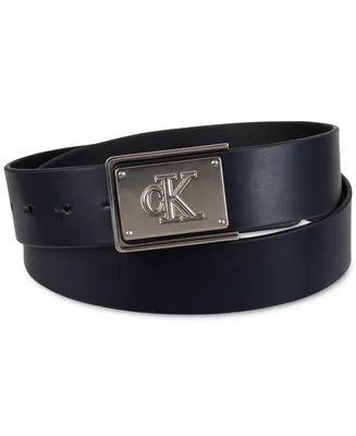 Calvin Klein Men's Ck Plate Plaque Belt
