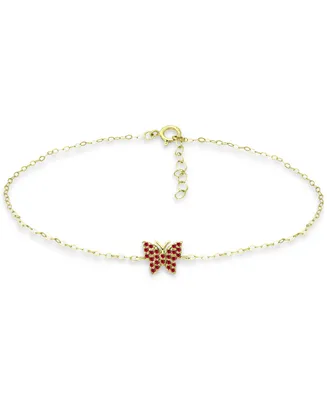Giani Bernini Red Cubic Zirconia Butterfly Ankle Bracelet, Created for Macy's