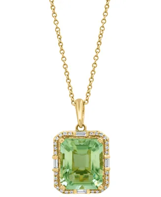 Effy Green Quartz (5-1/3 ct. t.w.) & Diamond (1/5 ct. t.w.) 18" Pendant Necklace in 14k Gold