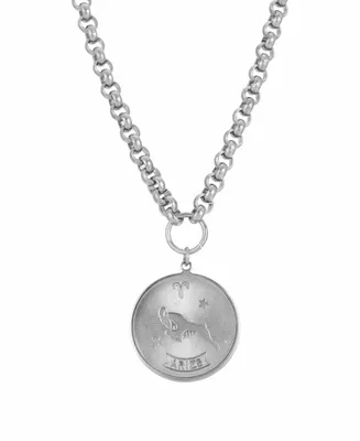 Women's Round Aries Pendant Necklace - Silver
