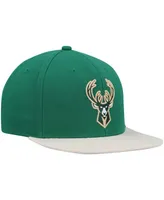 Men's Mitchell & Ness Hunter Green, Cream Milwaukee Bucks Team Two-Tone 2.0 Snapback Hat