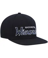 Men's Mitchell & Ness Black Washington Wizards Hardwood Classics Script 2.0 Snapback Hat