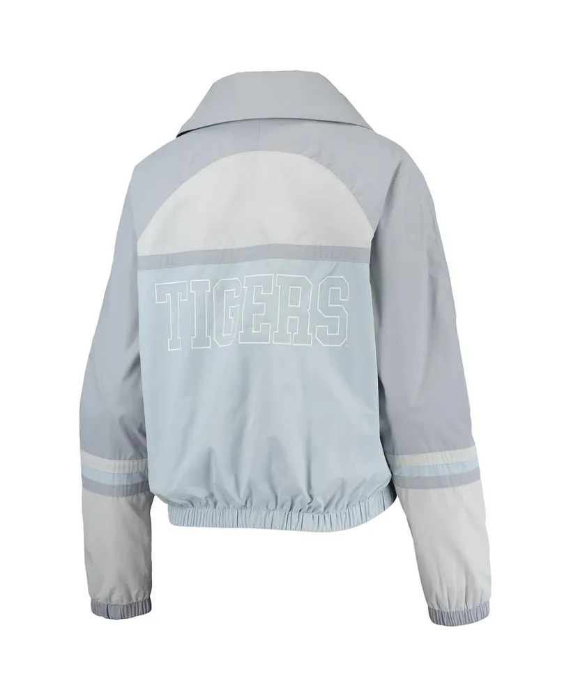 Women's The Wild Collective Navy Detroit Tigers Colorblock Track Raglan Full-Zip Jacket