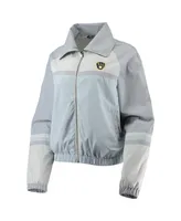 Women's The Wild Collective Navy Milwaukee Brewers Colorblock Track Raglan Full-Zip Jacket