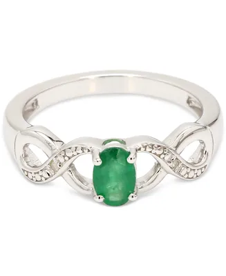 Emerald (1/2 ct. t.w.) & Diamond Accent Twist Ring in Sterling Silver