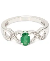 Emerald (1/2 ct. t.w.) & Diamond Accent Twist Ring in Sterling Silver