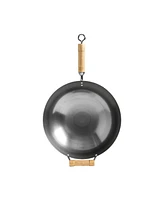 Joyce Chen Classic Series Round Bottom Carbon Steel Wok with Birch Handles, 14"