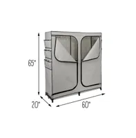 Wide 2 Door Portable Closet with Cover Side Pockets Wardrobe, 60"