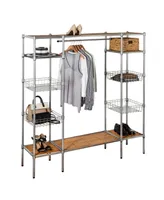 Garment Bar and Shelves with Freestanding Closet - Silver