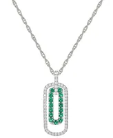 Lab-Grown Sapphire (1/3 ct. t.w.) & White (1/4 18" Pendant Necklace Sterling Silver (Also Emerald Lab