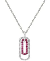 Lab-Grown Sapphire (1/3 ct. t.w.) & White (1/4 18" Pendant Necklace Sterling Silver (Also Emerald Lab-G