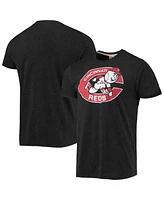 Men's Homage Charcoal Cincinnati Reds Hand-Drawn Logo Tri-Blend T-shirt