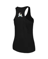 Women's Soft As A Grape Black Miami Marlins Plus Swing for the Fences Racerback Tank Top