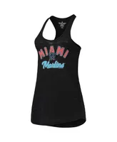 Women's Soft As A Grape Black Miami Marlins Multi-Count Tri-Blend Tank Top