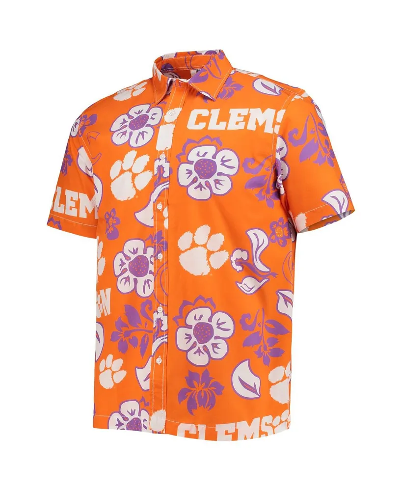 Men's Wes & Willy Orange Clemson Tigers Floral Button-Up Shirt