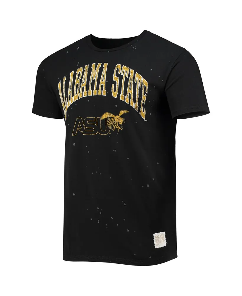 Men's Original Retro Brand Black Alabama State Hornets Bleach Splatter T-shirt
