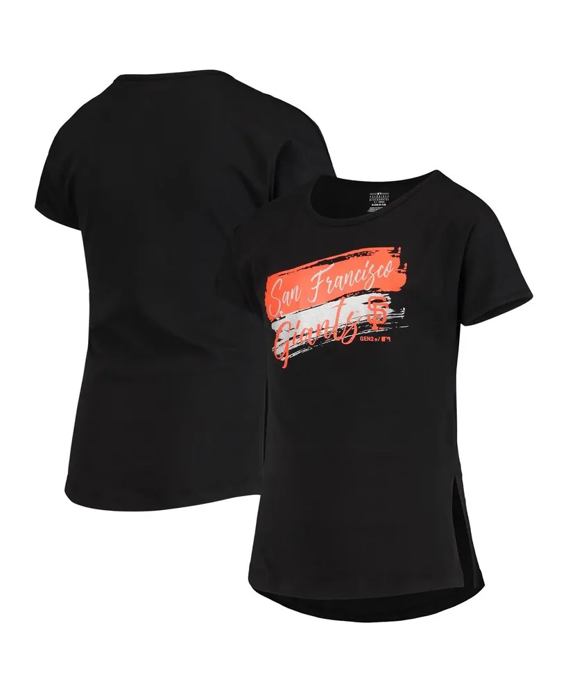 Big Girls Black San Francisco Giants Brush Stroke Dolman T-shirt