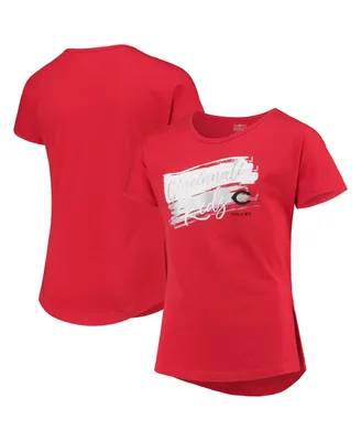 Big Girls Red Cincinnati Reds Brush Stroke Dolman T-shirt