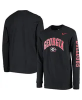 Big Boys Nike Black Georgia Bulldogs Arch and Logo 2-Hit Long Sleeve T-shirt