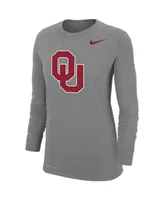 Women's Nike Heathered Gray Oklahoma Sooners Logo Performance Long Sleeve T-shirt