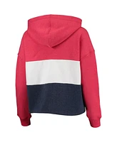 Women's '47 Heathered Red and Navy Washington Nationals Lizzy Cropped Pullover Hoodie