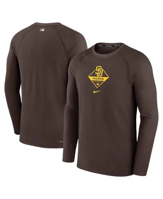 Men's Nike Brown San Diego Padres Authentic Collection Raglan Performance Long Sleeve T-shirt