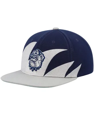 Men's Mitchell & Ness Gray, Navy Georgetown Hoyas Sharktooth Snapback Hat