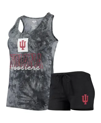 Women's Concepts Sport Charcoal Indiana Hoosiers Billboard Tie-Dye Tank Top and Shorts Set