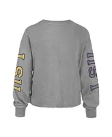 Women's '47 Heathered Gray Lsu Tigers Ultra Max Parkway Long Sleeve Cropped T-shirt