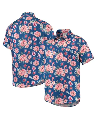 Men's Foco Royal Chicago Cubs Floral Linen Button-Up Shirt