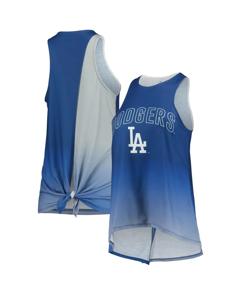 Women's Foco Royal Los Angeles Dodgers Gradient Tie-Back Racerback Tank Top