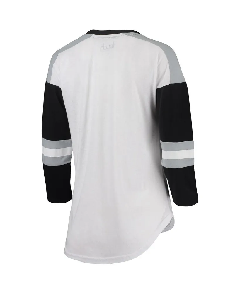 Women's Touch White and Black Chicago White Sox Base Runner 3/4-Sleeve V-Neck T-shirt