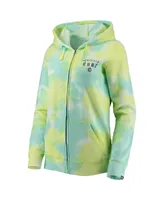 Women's New Era White Chicago Cubs Tie-Dye Full-Zip Hoodie