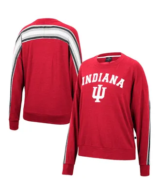 Women's Colosseum Heathered Crimson Indiana Hoosiers Team Oversized Pullover Sweatshirt