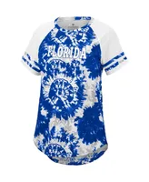 Women's Colosseum Royal and White Florida Gators Annie Oversized Tie-Dye Raglan T-shirt