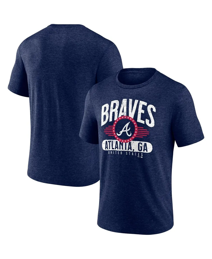 Men's Fanatics Heathered Navy Atlanta Braves Badge of Honor Tri-Blend T-shirt