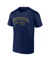 Men's Fanatics Christian Yelich Navy Milwaukee Brewers Player Name and Number T-shirt