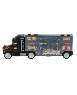 Mag-Genius Mega Car Carrier Tractor Trailer with 6 Cars and Accessories Toy