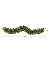 Christmas Artificial 6' Garland with Lights and Pine Cones, 72"