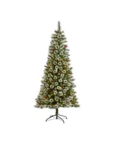 Frosted Swiss Pine Artificial Christmas Tree with Lights and Berries