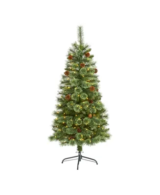 Mountain Pine Artificial Christmas Tree with Lights and Pine Cones, 60"